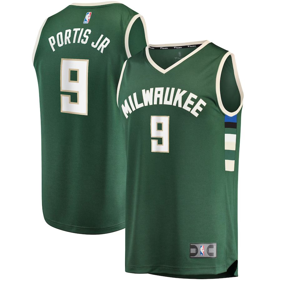 Men Milwaukee Bucks 9 Bobby Portis Fanatics Branded Green Fast Break Replica NBA Jersey
